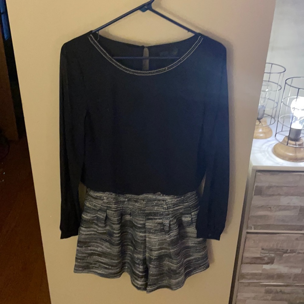 Black/silver gorgeous mini short dressy romper